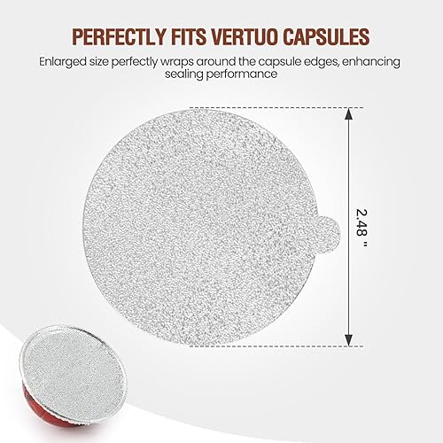 Miniatura 6 de Pro Mael Tapas de papel de aluminio para cápsulas VertuoLine reutilizables, cubierta de sellado para cápsulas Nespresso VertuoLine recargables (100
