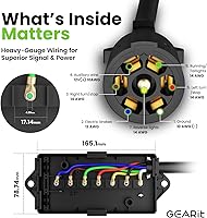Vista 2 de GEARit - Cable de enchufe en línea para remolque de 7 vías (16 pies) con caja de conexiones de 7 salidas - Arnés de cableado resistente a