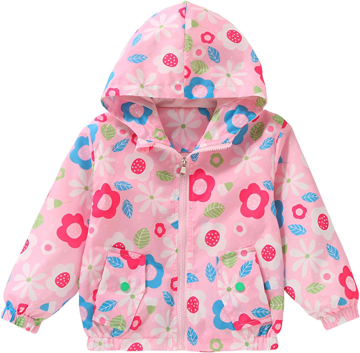 DDSOL Lightweight Hooded Windbreaker for Toddler Girls - Cartoon Print Unicorn and Owl Zip Jacket for Spring/Fall (Ages 2-8)