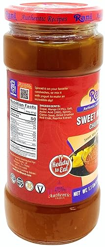 Miniatura 10 de Rani Hot Mango Chutney (Spicy Indian Preserve) Tarro de vidrio de 10.5 oz (300 g), listo para comer, vegano  Sin gluten, totalmente natural, sin OMG