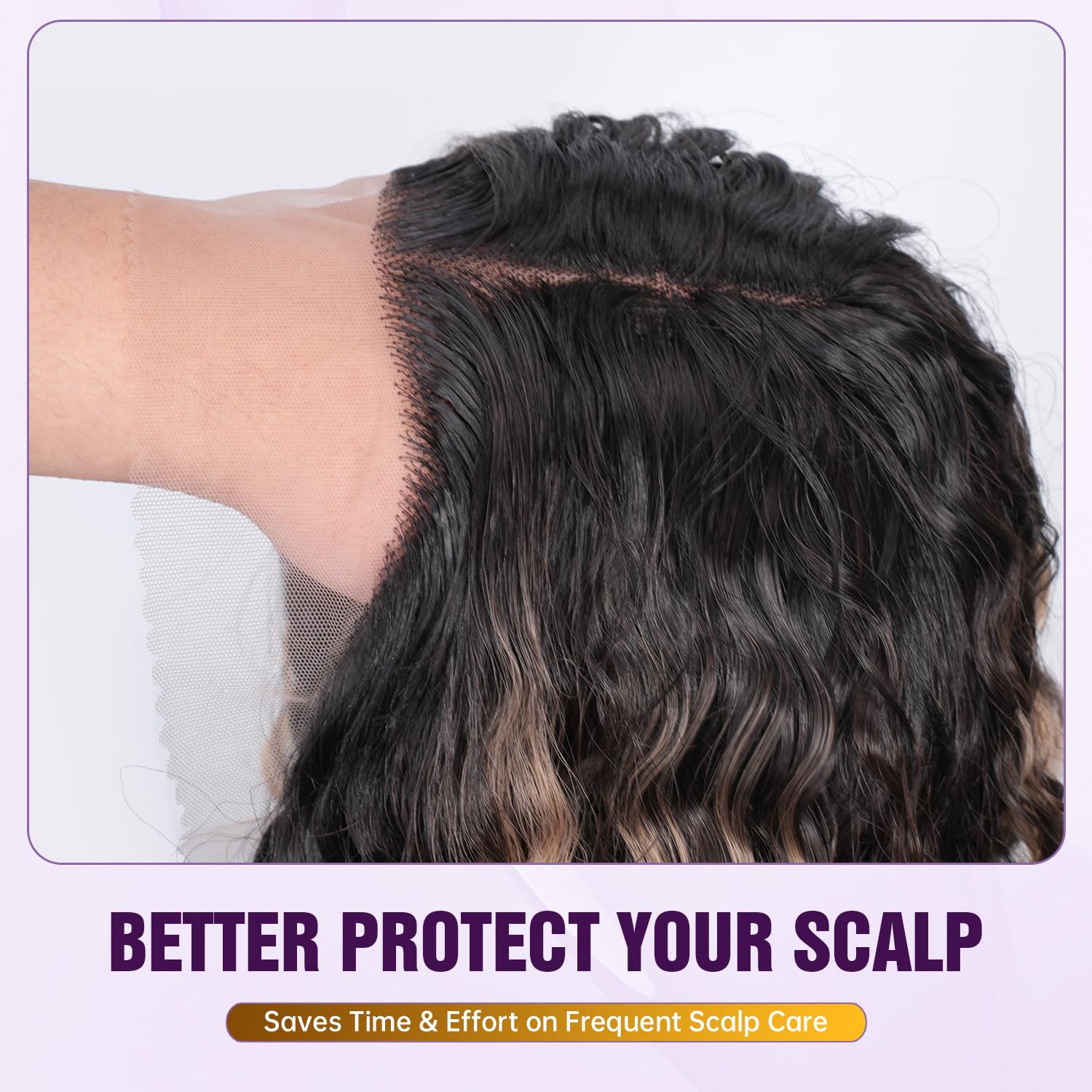 13x4 Glueless Wigs HD Transparent Lace,Wear and Go Synthetic Wig 200% Density Body Wave with Baby Hair,Pre-Plucked Frontal Wigs for Women (Ombre Brown to Blonde, 32 inch, Body Wave)