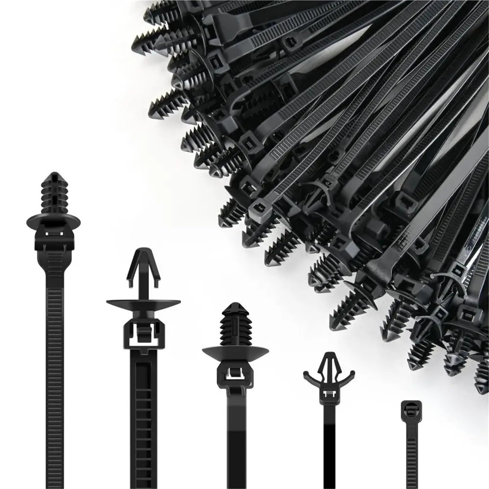 Gjgfjghk One Color Zip Ties 160Pcs Car Wire Harness Fastener Tie Wrap Cable Clamp Clips Cable Ties Management Auto Wire Organizers For Auto Corrugated Pipe Long Cable Ties