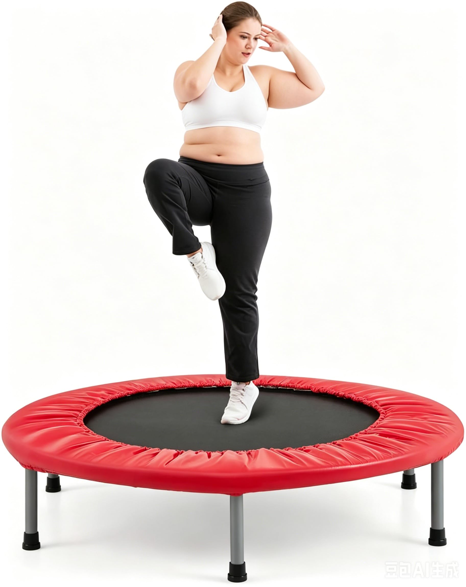 COSTWAY Rebounder Trampoline for Adults, 38" Foldable Mini Trampoline with 32 Heavy Duty Springs, 150kg Capacity Quiet Indoor Exercise Bouncer for Home Workout Fitness (Red)