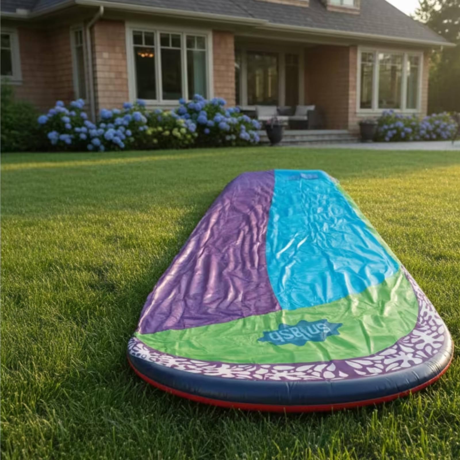 Tapis Glissant Aquatique Extérieur Toboggan Aquatique Pelouse Gonflable Glissa Ventrale pour Enfants, Familles, Glissade D Eau Arc-en-Ciel Double