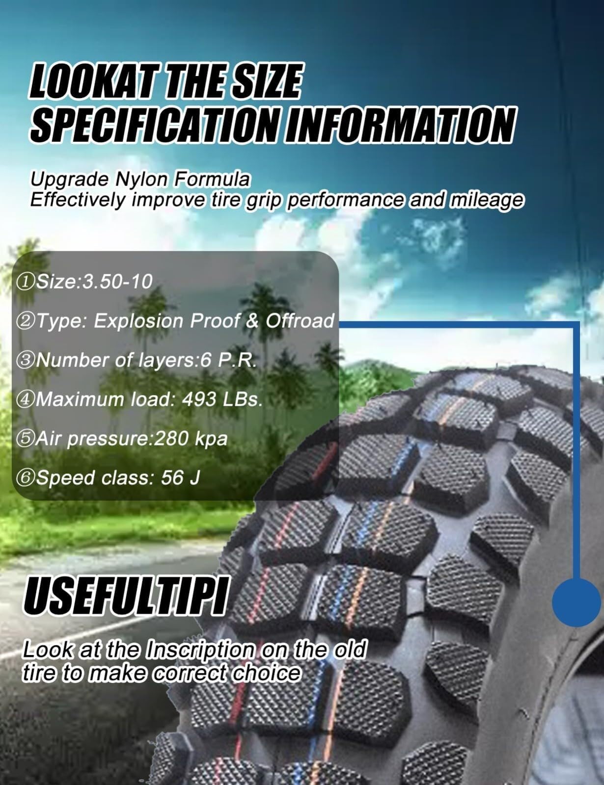 3.50-10 Bezdętkowy Opona do Skutera Motoroweru z Wzorem Przeciwpślizgowym 3.5-10 100/90-10 6 P.R. Pogrubiona i 3 50 10 Opona Odporna na Zużycie na Koło Przednie Tylne – 56J 493 lbs