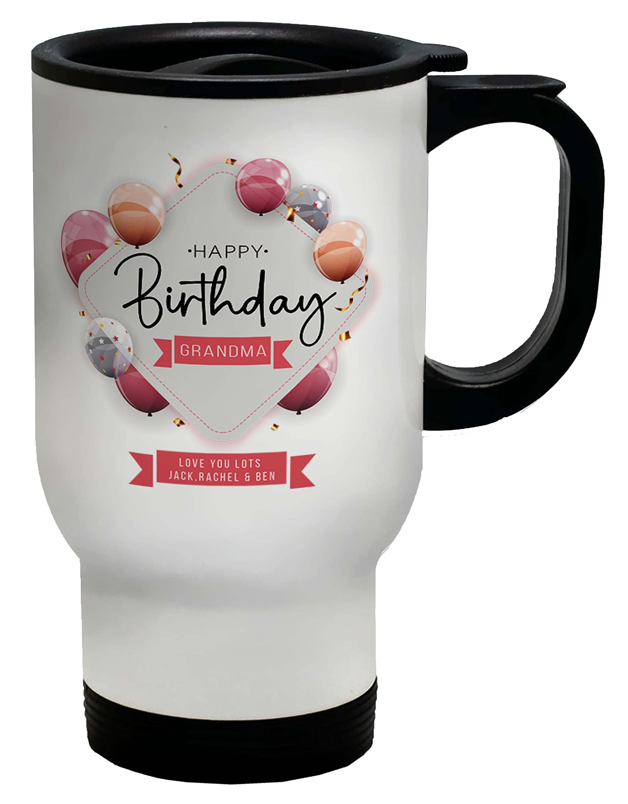 Shopagift Personalised Happy Birthday Grandma Celebration Travel Mug Gift Cup