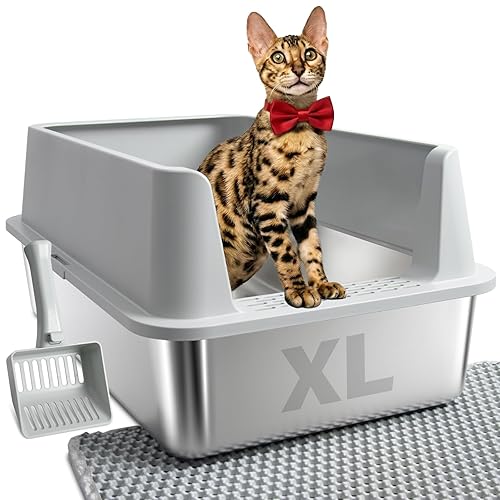 Stainless Steel Litter Box, Extra Large Litter Boxes for Big