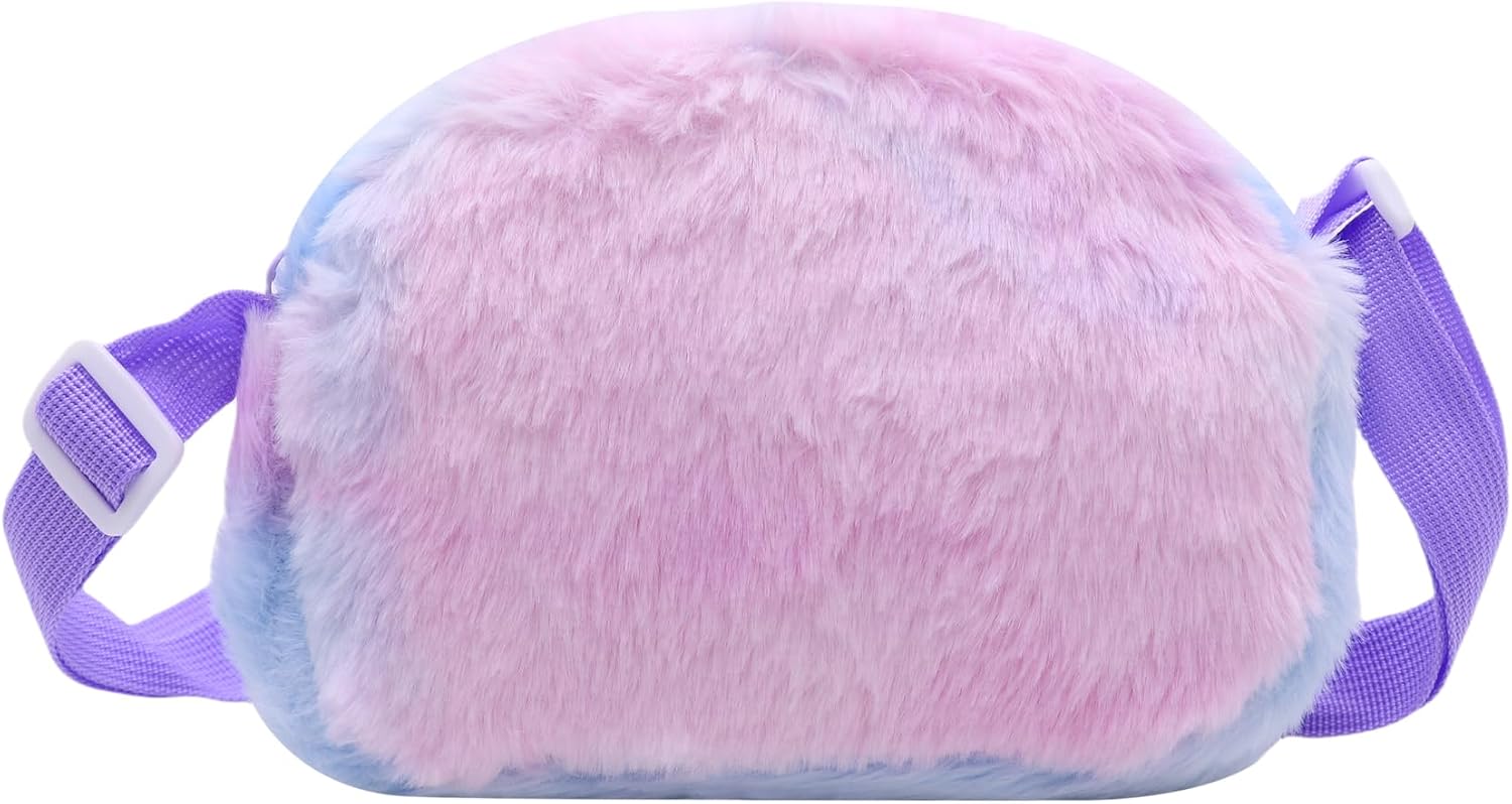 Cute Cat Crossbody Bag for Girls Fluffy Shoulder Bag Faux Fur Kitty Purse Animal Plush Daypack Kawaii Purse for Girls