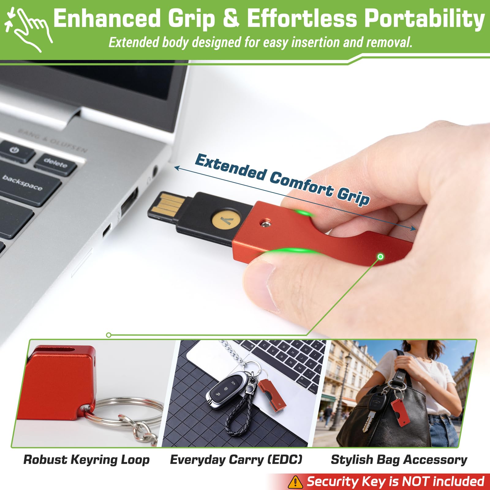 sciuU Funda Metálica con Diseño Plegable Giratorio Compatible con Yubico Security Key NFC/YubiKey 5 NFC / 5 NFC FIPS, USB-A - Carcasa de Aleación de Aluminio Protectora Resistente a los Arañazos