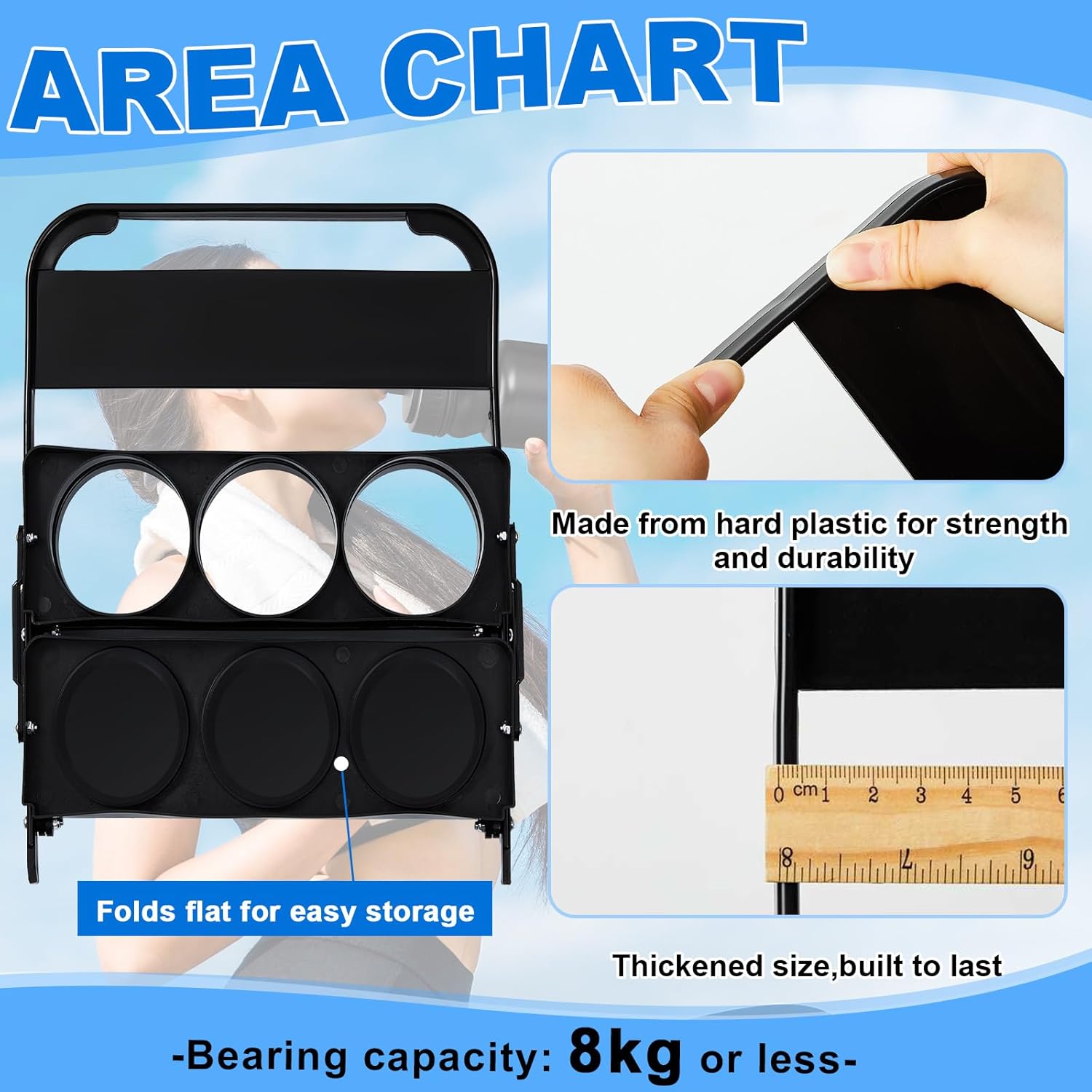 Suclain 7 Pcs Water Bottle Carrier with 20 Oz Bottles and Stickers Plastic Wide Mouth Sports Water Bottle Squeeze Team Bottles with Black Lid for Fitness Bike Gym (Black) - Image 4