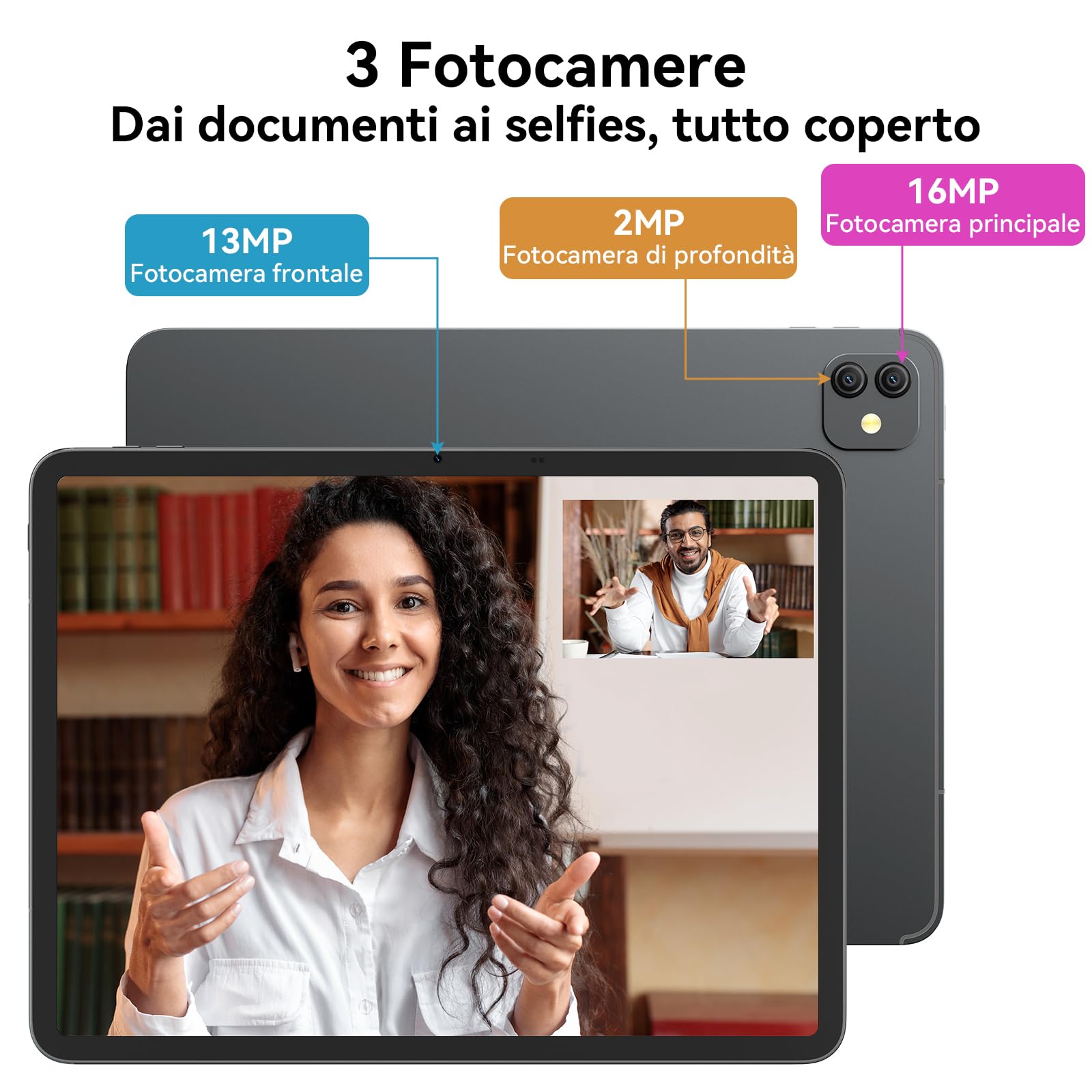 Blackview Link 8 13 Pollici Tablet con Tastiera e Penna,Android 15 Tablets Gemini AI,18GB RAM+256GB ROM,2K+ FHD 2160 * 1600 90Hz MediaTek G100 /PC Mode/8400mAh/Widevine L1/Face ID/16MP+13MP/GPS/OTG