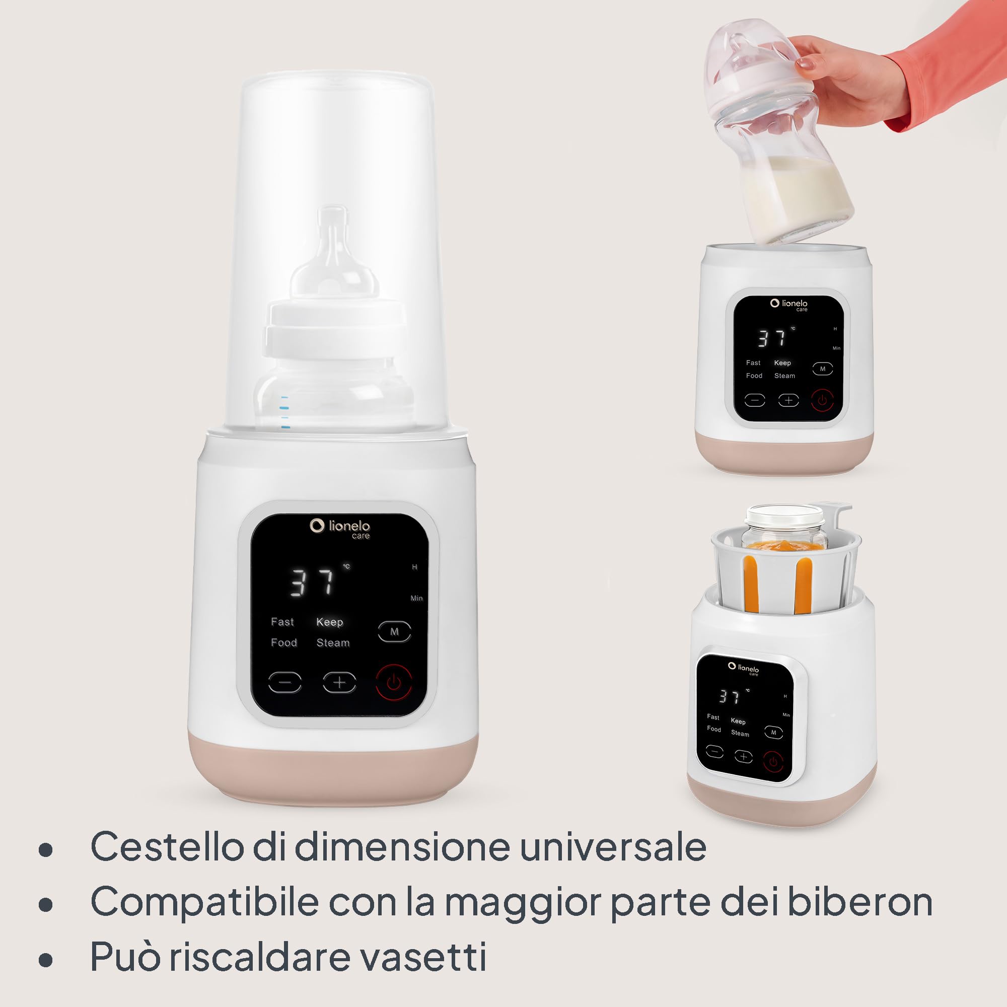 LIONELO Thermup 3.0 Scaldabiberon Elettrico 6 in 1 per Neonato | Sterilizzatore 99,9%, 400 W, Riscaldamento Rapido, Scongelamento, 35-100°C e Mantenimento Caldo fino a 24 Ore
