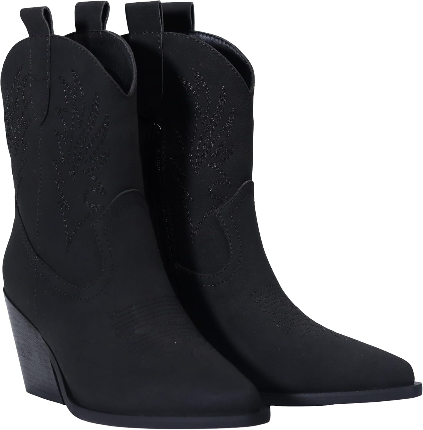Women's Cowboy Boots Ankle Booties – Stylish Pointed Toe, Side Zipper, Mid Heel Western Cowgirl Boots with Jersey Lining – Classic & Comfortable