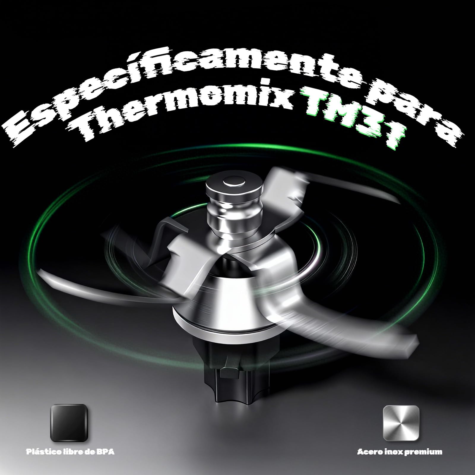 Siegvoll Cuchilla para Thermomix TM31 de acero inoxidable, cuchilla para amasar, repuesto, para moler y triturar, accesorios compatibles con Vorwerk Thermomix