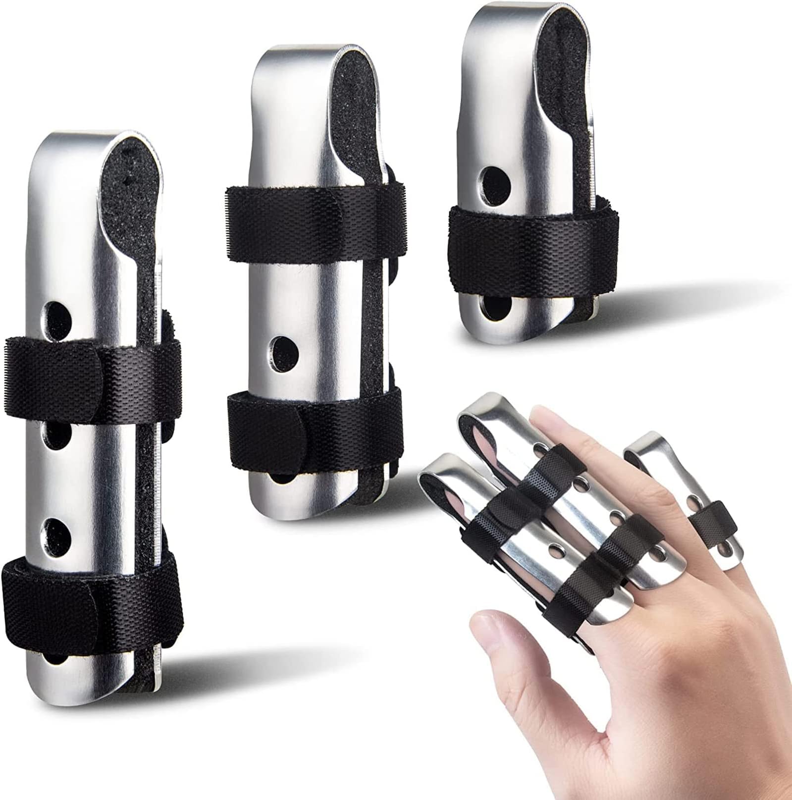 KASTWAVE Finger Splint, 3-Size Aluminum Finger Splints, Metal Finger Support for Finger Knuckle Immobilization of Adults and Children Suffering Pain Sprains Strains Arthritis