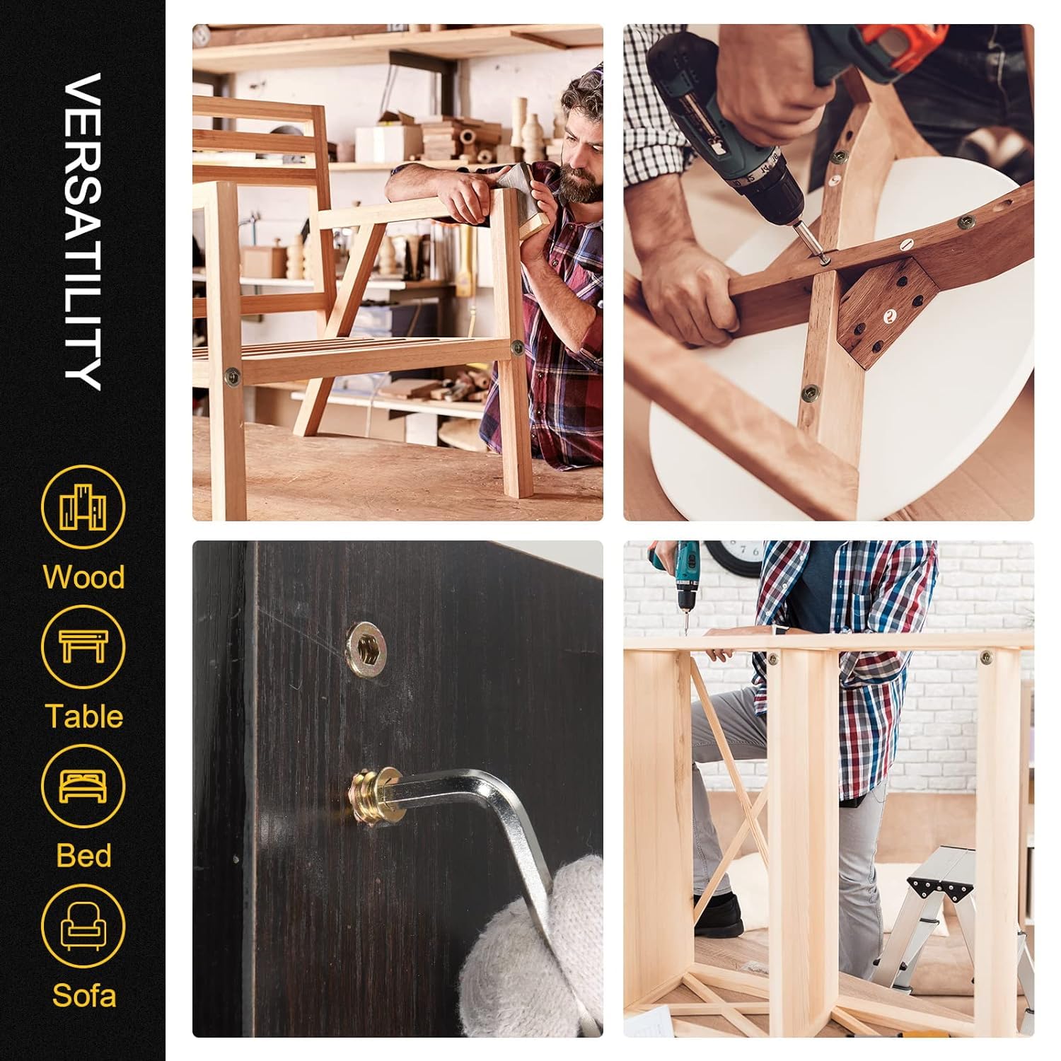 40PCS 1/4-20 Threaded Inserts for Wood *20mm, Exceptional Threaded Insert Nuts for Furniture, Wooden Products and Wooden Models