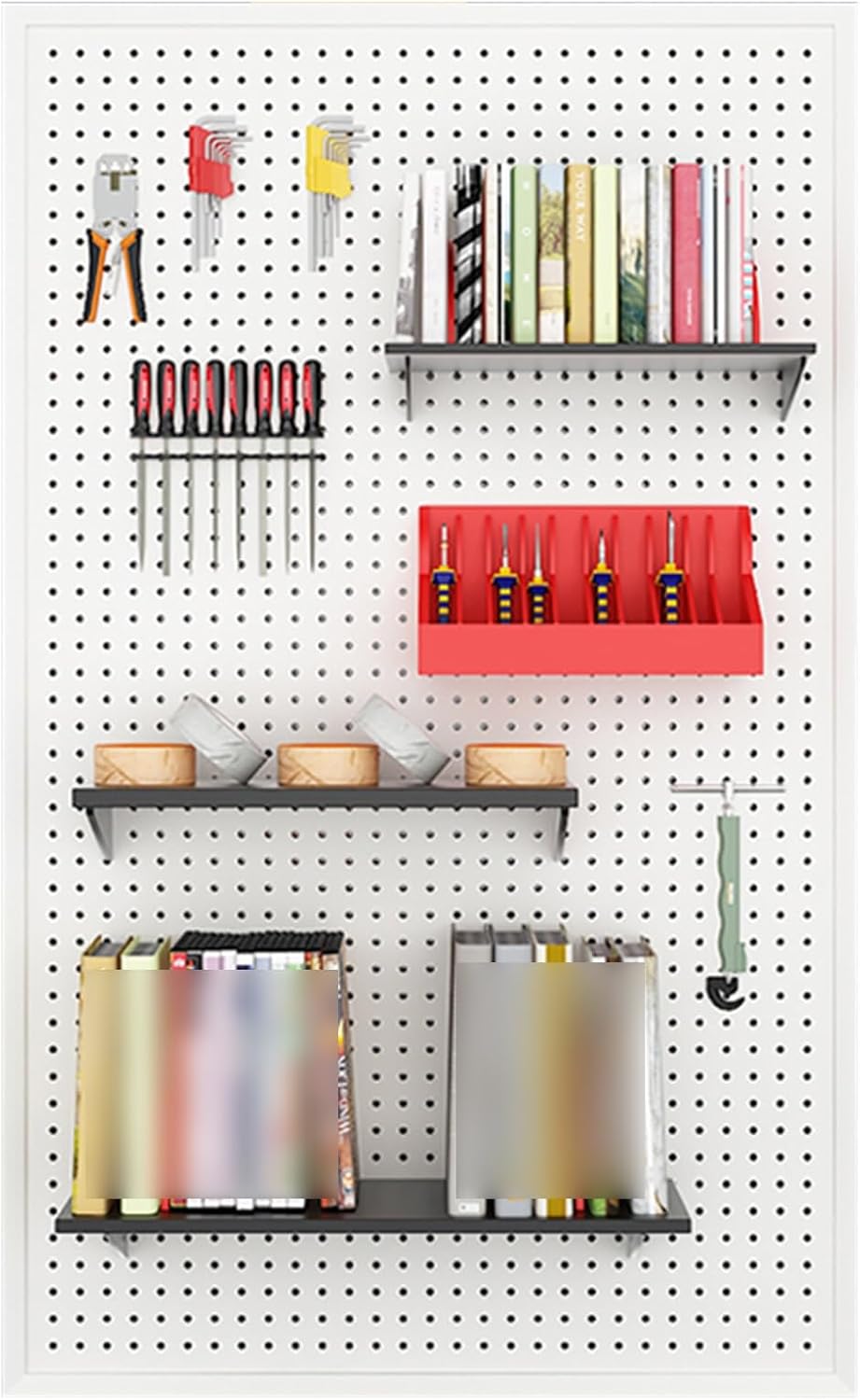 Wall Mounted Storage Pegboard,Pegboard Panels, Metal Pegboard Wall Panels, Pegboard Wall Organizer Panels for Tool Display and Storage, Home Office Kitchen Garage Craft Room Repair Shop Peg