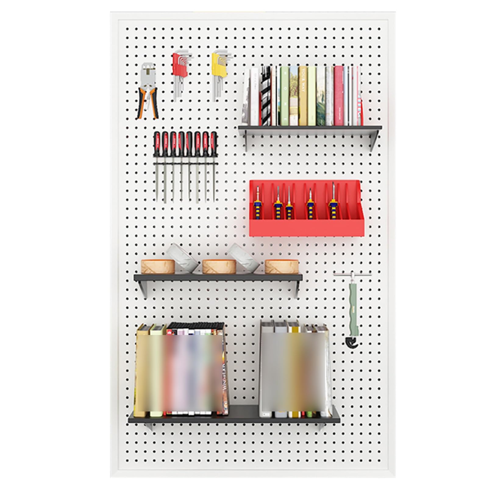 Genérico Paneles Perforados de Metal Blanco - Organizador de Pared para Herramientas, Oficina, Cocina, Garaje, Taller y Taller - Solución de Almacenamiento Duradera (Tamaño: 40 x 81 cm)