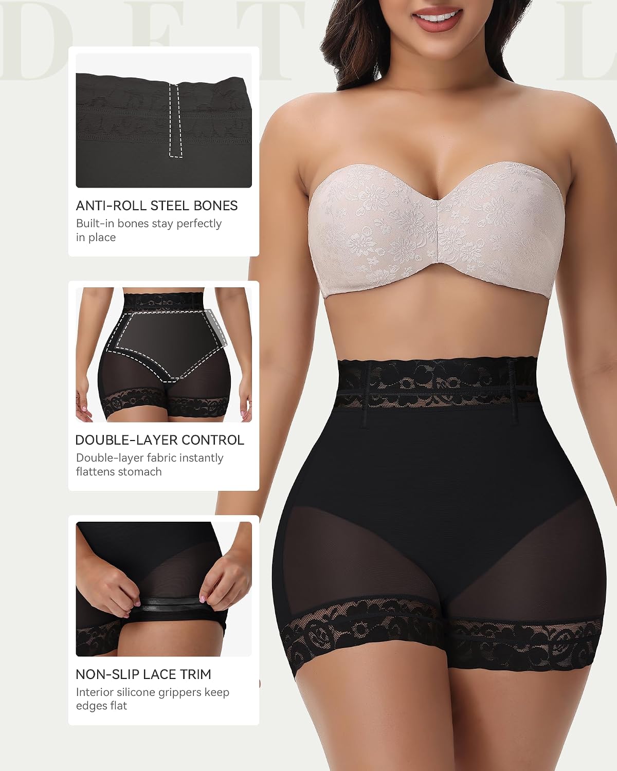 SHAPSHE Butt Lifting Shapewear Shorts Tummy Control Underwear for Women | Short faja control de abdomen with invisible butt lifter. Low back seamless body shaper for daily wear