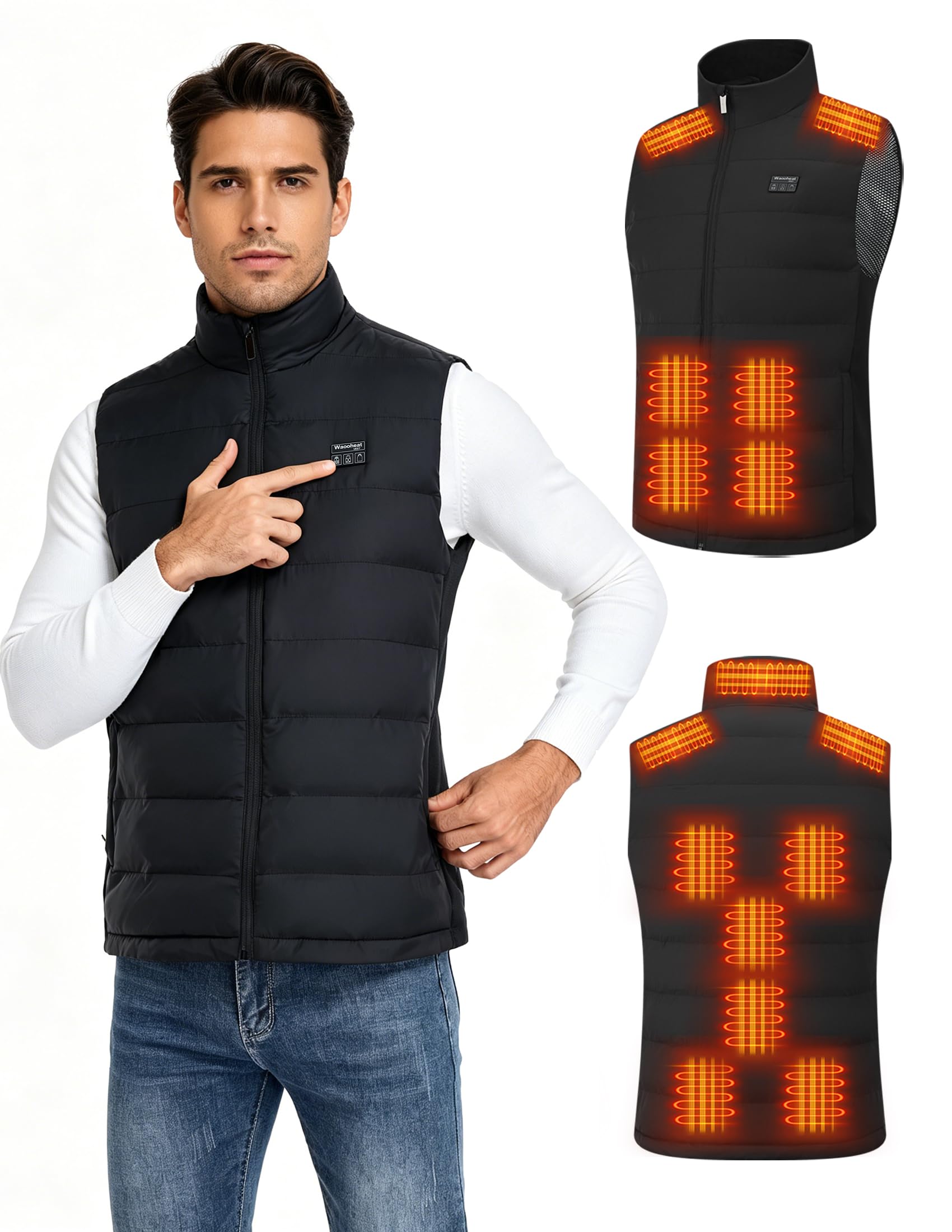 Vanvansin Beheizbare Weste Jacke für Herren Damen mit 15 Heizungszone Heizweste für Männer Intelligente Heizjacke Beheizte Weste Wärmeweste-Ohne Batterie