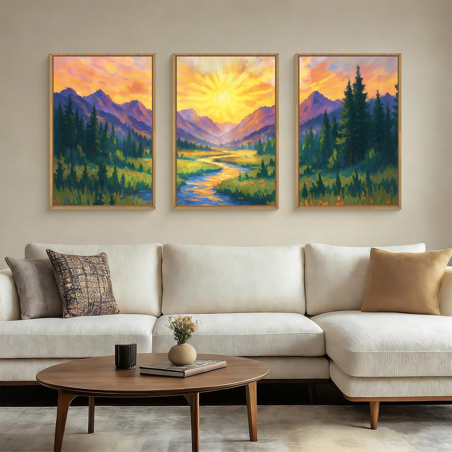 HPNIUB Large Abstract Beige Framed Canvas Prints Wall Art Set,Neutral Minimalist Lines Wall Decor,Modern Textured Artwork for Living Room, Bedroom,Dining Room, Office, Bathroom Decor-24 x36 x3