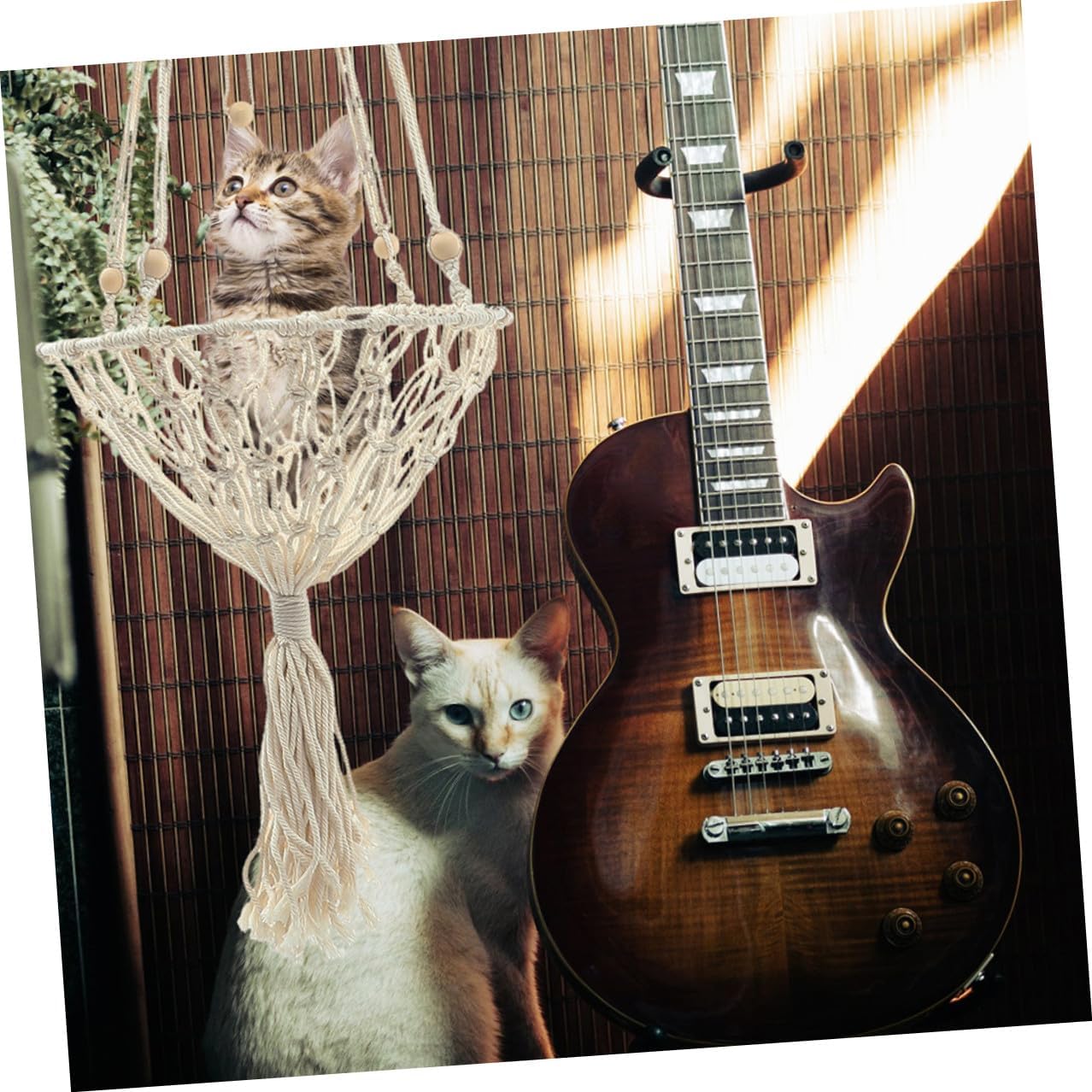 NUOBESTY Hanging Cat Bed Hammock 40cm Bohemian Woven Pet Nest Wear-Resistant Indoor Cat Supply 20-30 Lbs
