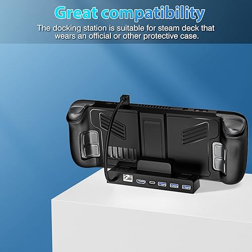 Miniatura 6 de Estación de acoplamiento para cubierta de vapor soporte de base 6 en 1 Annapro con HDMI 20 4K 60Hz Gigabit Ethernet 3 puertos USB-A 30 y PD30 100W