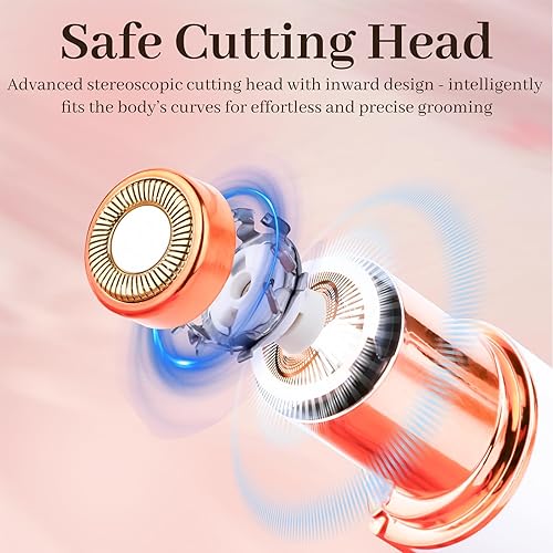 Miniatura 4 de Removedor de vello facial para mujeres y hombres, afeitadora facial recargable con luz LED, 2 cabezales de repuesto incluidos, afeitadora eléctrica