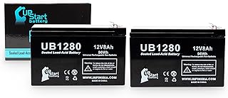 2 Pack Replacement for Unison PS6 Battery - Replacement UB1280 Universal Sealed Lead Acid Battery (12V, 8Ah, 8000mAh, F1 Terminal, AGM, SLA) - Includes 4 F1 to F2 Terminal Adapters