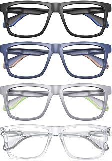 articulo MODFANS Varillas de Goma,Un Pack de 4 Gafas de Lectura Hombres Anti Luz Azul,Lente Clara,Vision Clara,Ligeras Comodas,Colores Mezclados