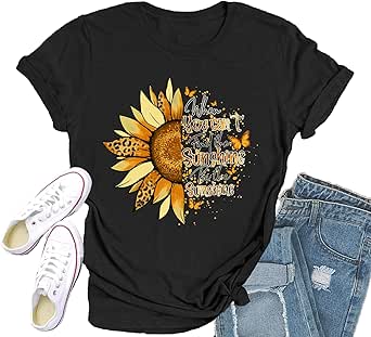 Maglietta Donna YourTops Con Frase 'When You Can't Find The Sunshine Be The Sunshine' – Giallo, Tessuto Morbido, Taglie Regolari Fino Alla XX-Large – Regalo Ottimista E Motivazionale