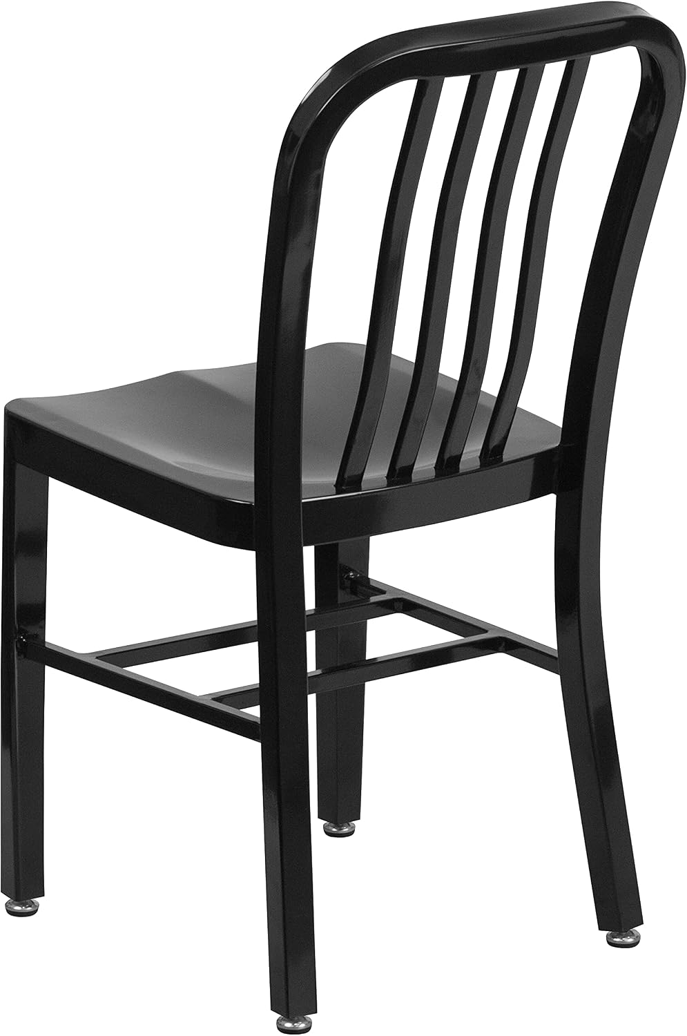 Merrick Lane Santorini Indoor/Outdoor Dining Chair - Black Galvanized Steel Frame - 18 Inch Seat - Slatted Back