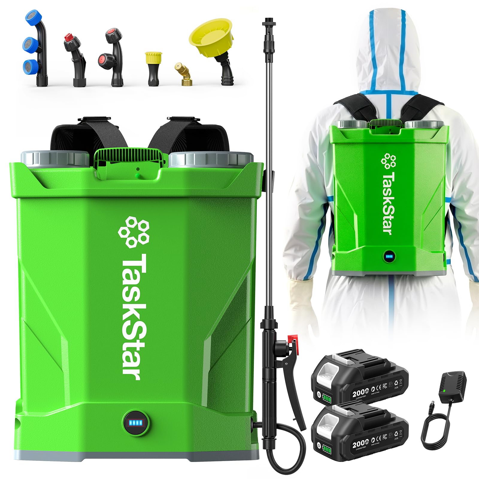 Amazon.co.jp: 【2026新型】TaskStar 電動噴霧器 16L 充電式 背負 2個