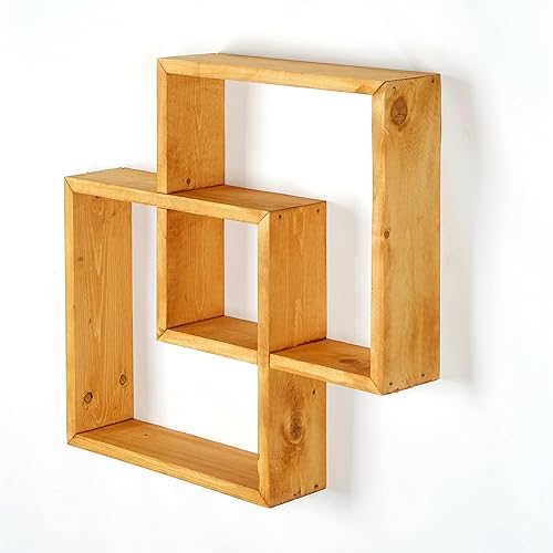 Miniatura 7 de Estantes cuadrados de pared hechos a mano almacenamiento montado en la pared decoración de pared del hogar libro granja estante organizador de