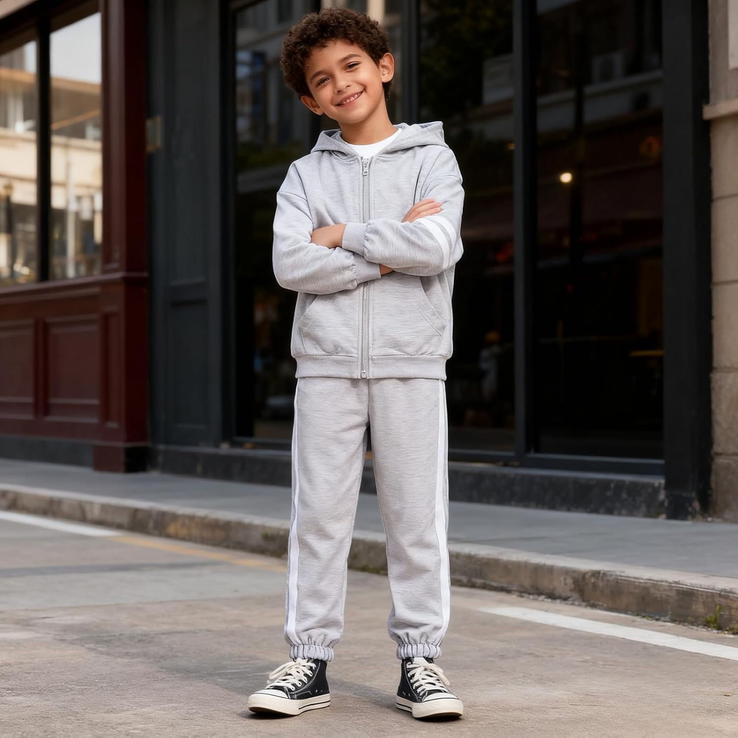 Boys Clothes 2 Piece Sweatsuit Set Zip Up Hoodie Sweatshirt and Pants Kids Boys Fall Winter Outfits Size 6-13 Years image 5