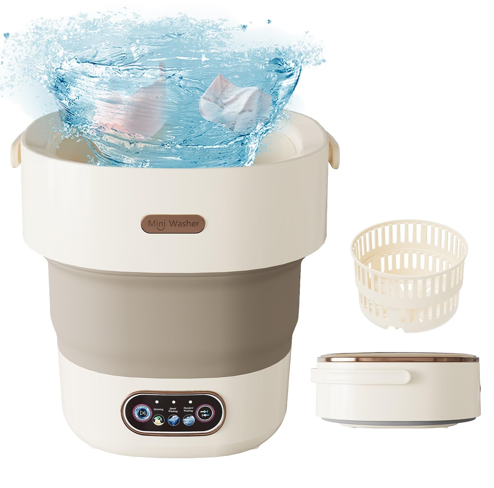 GarveeTech Mini Waschmaschine 12-13L, Faltbare Camping Waschmaschine | Mit Schleuder, Leise, Energiesparend Reisewaschmaschine Für Unterwäsche, Babykleidung, Socken, Kleine Wäsche