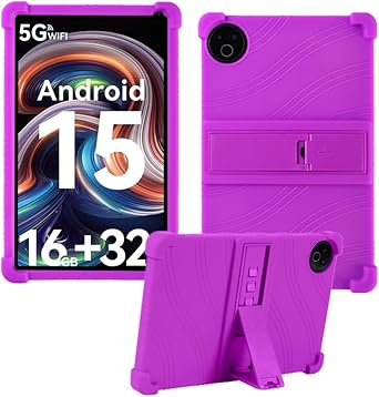 Case for Evermyth Tablet 10 Inch, Kids Friendly Soft Silicone Adjustable Stand Cover for Everyuth 10 inch KB1001/KB1004/KB1001L/KB1004L Tablet Purple