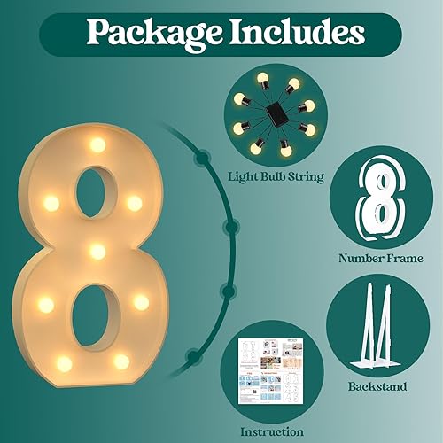 Miniatura 270 de Números iluminados grandes de 4 pies, números de marquesina 2 para decoraciones de cumpleaños de 21 para niños y niñas, números gigantes iluminados