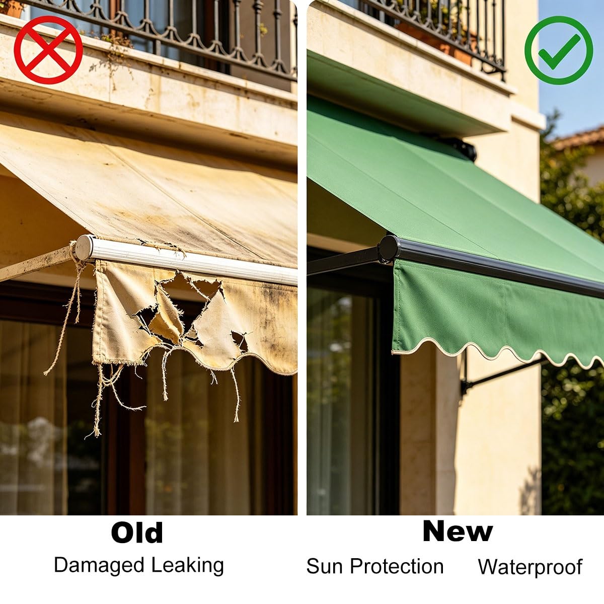 Générique Extérieur Tissu de Remplacement pour Auvent, Rétractable Tissu Imperméable 290 330 410 500 640 cm, Couverture d'auvent Indéchirable pour Terrasse Jardin Balcon(Coffee)