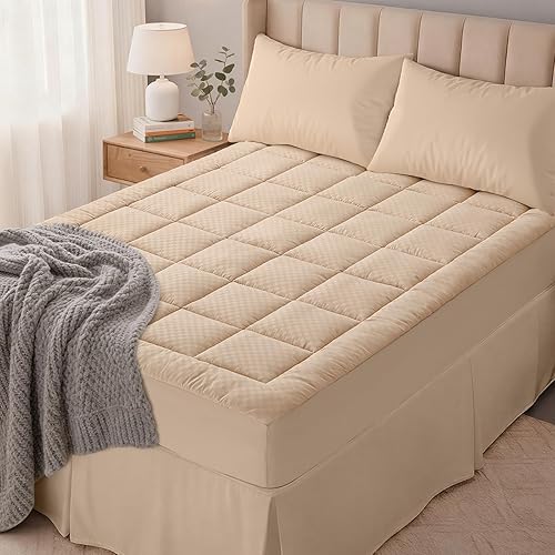 Miniatura 13 de OLANLY Cubrecolchón acolchado tamaño Queen, cubrecolchón elástico ajustable, funda de colchón suave y refrescante que se estira hasta 21 pulgadas de