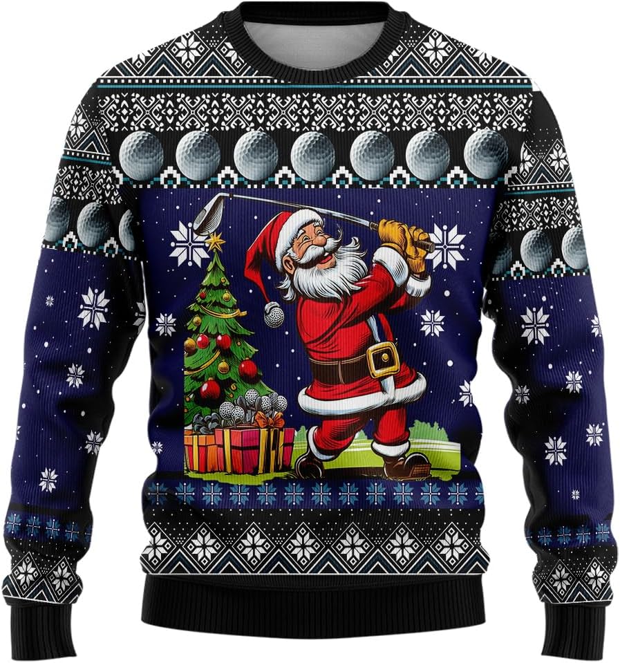 Sports Ugly Christmas Sweatshirt for Women, 3D Santa Sweater Mens Funny Xmas Shirts (HN-SW07)