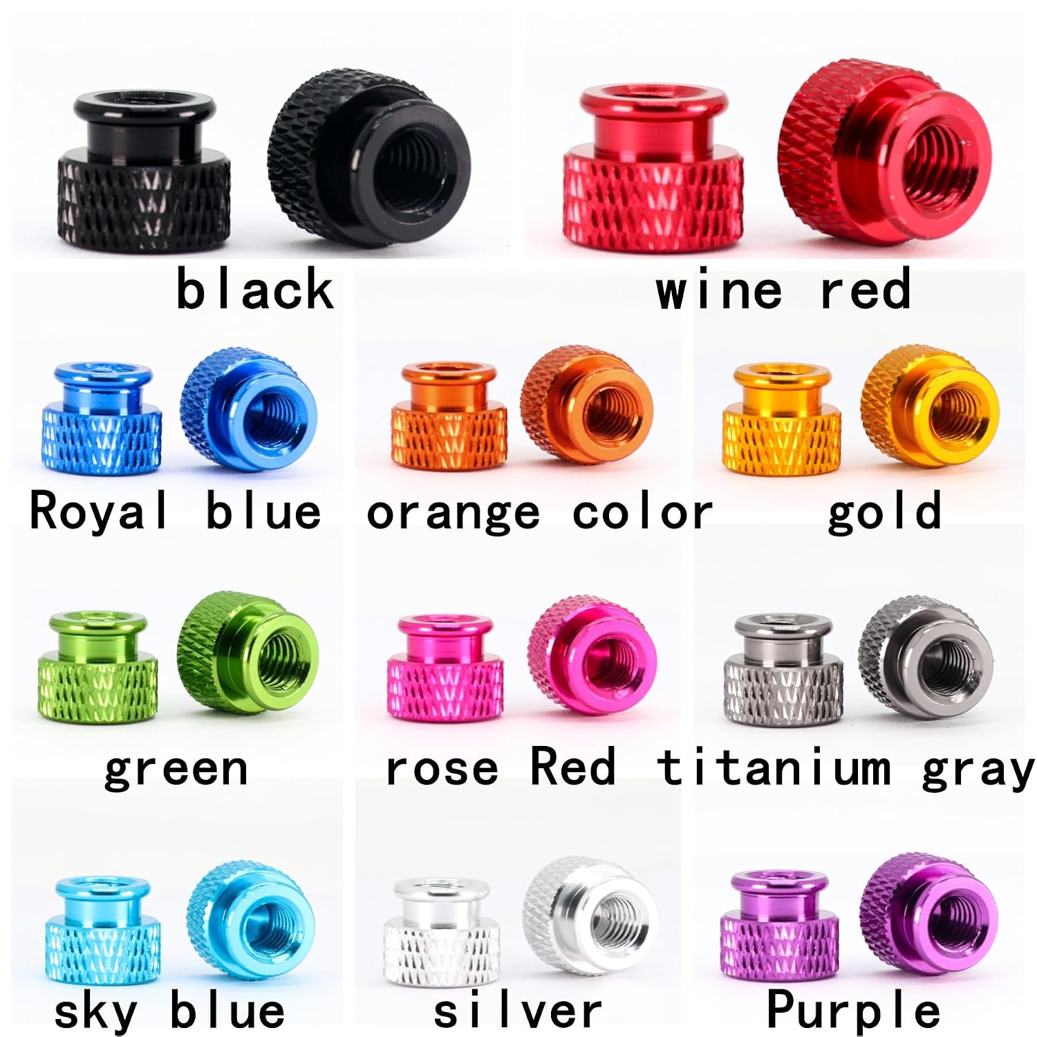 6063 Aluminum Alloy Chassis Hand Tightening Nuts 10 Pieces Metal Plate Panel Computer Case Screw Cap DIY Aluminum Alloy Nut M3 M4 M5 M6 1/4"-20#6-32#8-32 (Gold, #8-32=10pcs)