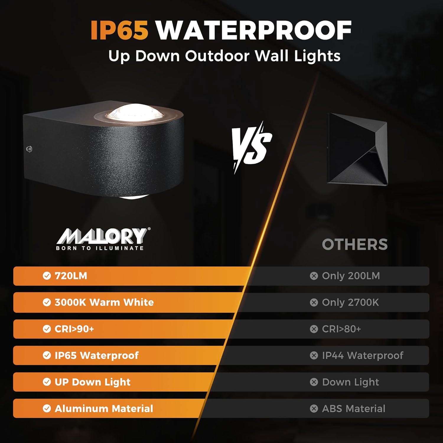 Wall Lights Outdoor 8W, 3000K 705 LM Modern Porch Light, Up Down Lights, Matte Black Waterproof Wall Sconce, Aluminum, Exterior Light Fixture Wall Mount for Porch Patio Door (4-Packs)