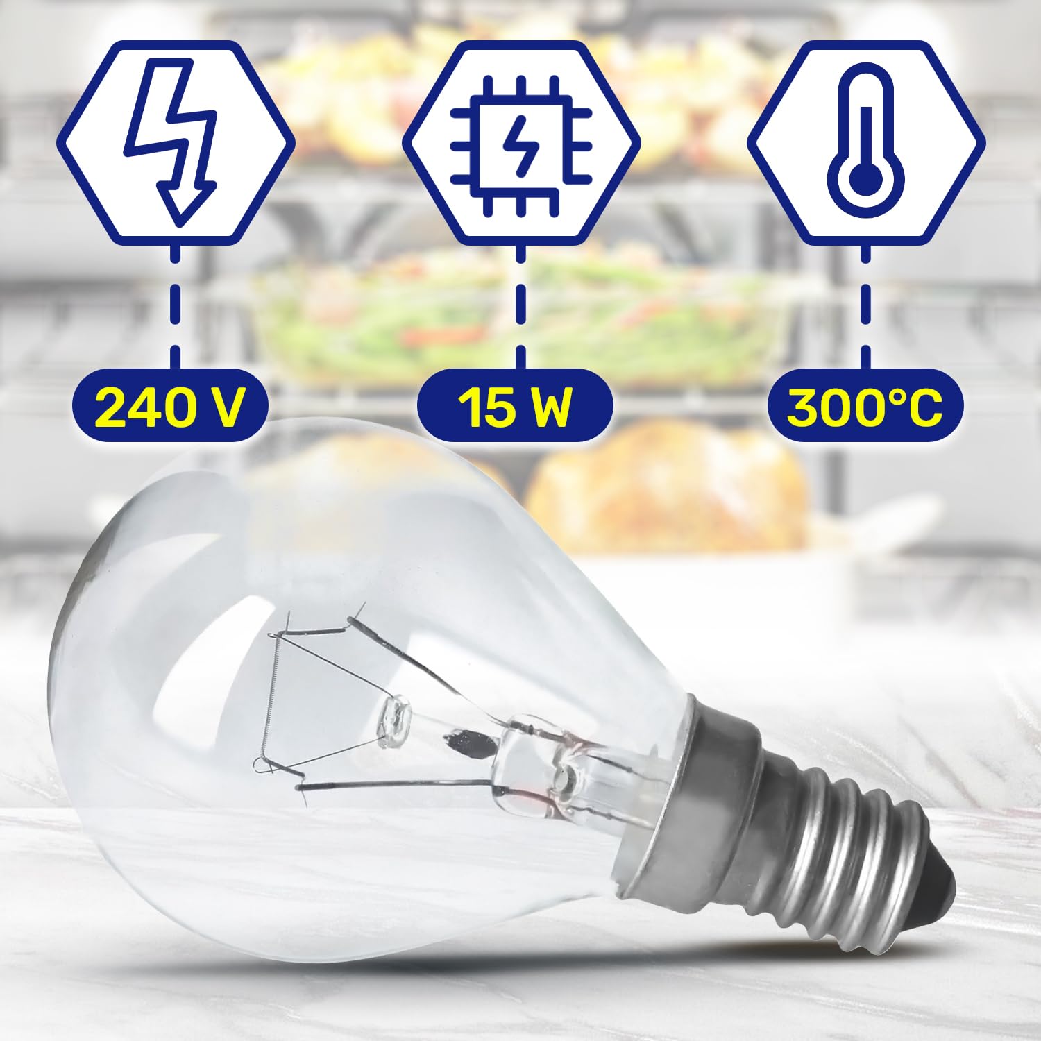 MONTERAL Żarówka do piekarnika E14 230V 40W 300°C z oryginalnym kodem 00057874 dla Bosch, Siemens, Electrolux i AEG