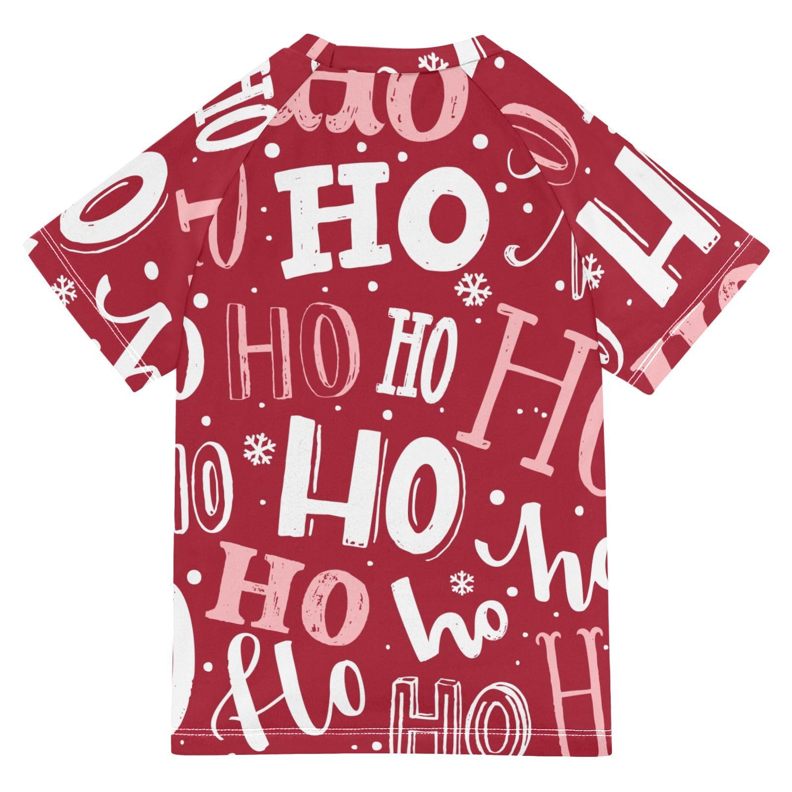 Aflyko Christmas Boys' Swim Shirt Ho Ho Ho Funny Rash Guard Beachwear Sun Protection Fishing Hiking Camping Surfing Swimming Toddler Infant Summer Daily T-Shirt, 4T Multicoloured