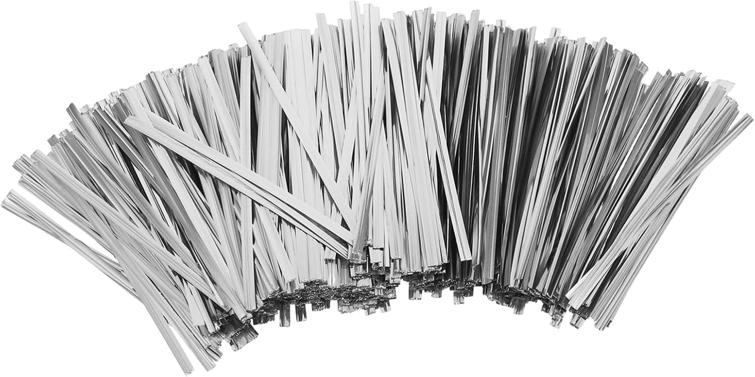 1600pcs Metallic Twist Ties for Boxes and Sealed Bags – 10cm Silver Multipurpose Wire Ties for Crafts, Floral Arrangements, Party Wrapping, and Classroom Use