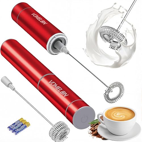 Espumador de leche de mano, funciona con pilas, mezclador de bebidas con 2 batidores eléctricos de acero inoxidable para café, latte, capuchino,