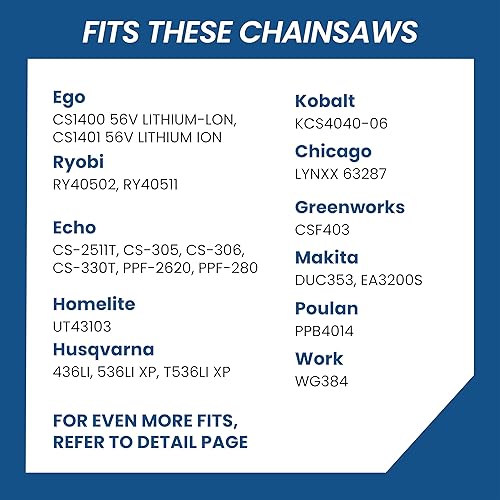 Miniatura 3 de Zentop Cadena de motosierra de 14 pulgadas, paquete de 3, paso LP de 38 pulgadas, calibre de 043 pulgadas, 52 eslabones de transmisión, A0-52DL, se