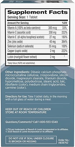 Miniatura 5 de Bausch + Lomb Ocuvite - Tabletas de suplemento vitamínico y mineral con luteína, botella de 120 unidades (paquete de 3)