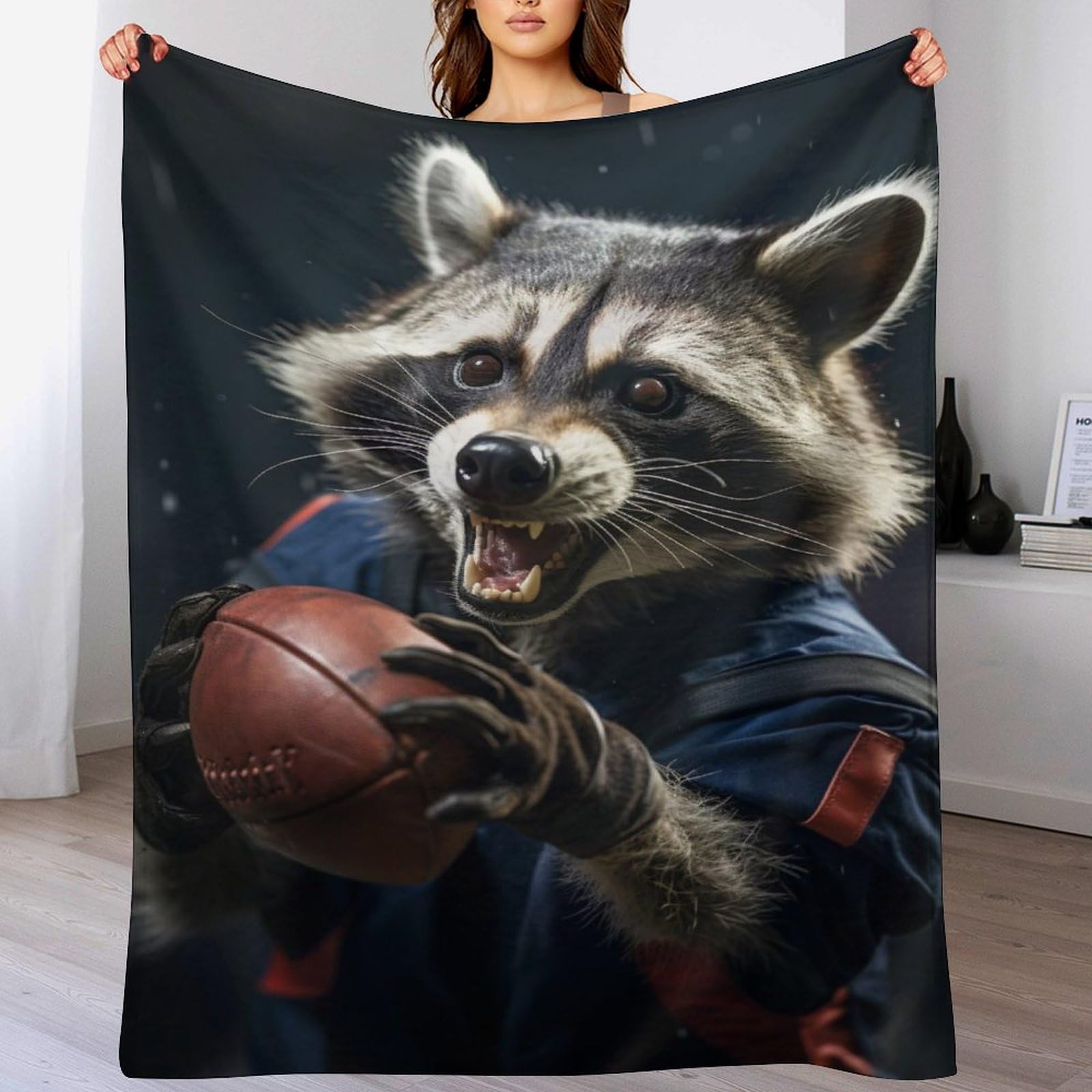 DCCCY Raccoon Throw Blanket Kids Boys Girls Throws Printed Fluffy Soft Cozy Plush Blankets for Couch Bed Sofa 130×150cm